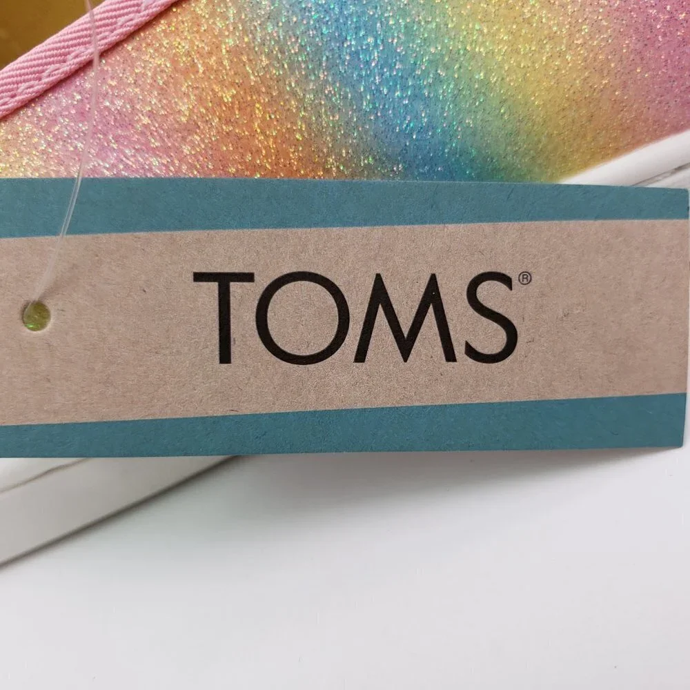 TOMS Glimmer Alpargata Girls Size 6Y Wms Sz 7.5 Candy Pink Gradient Glitter Shoe